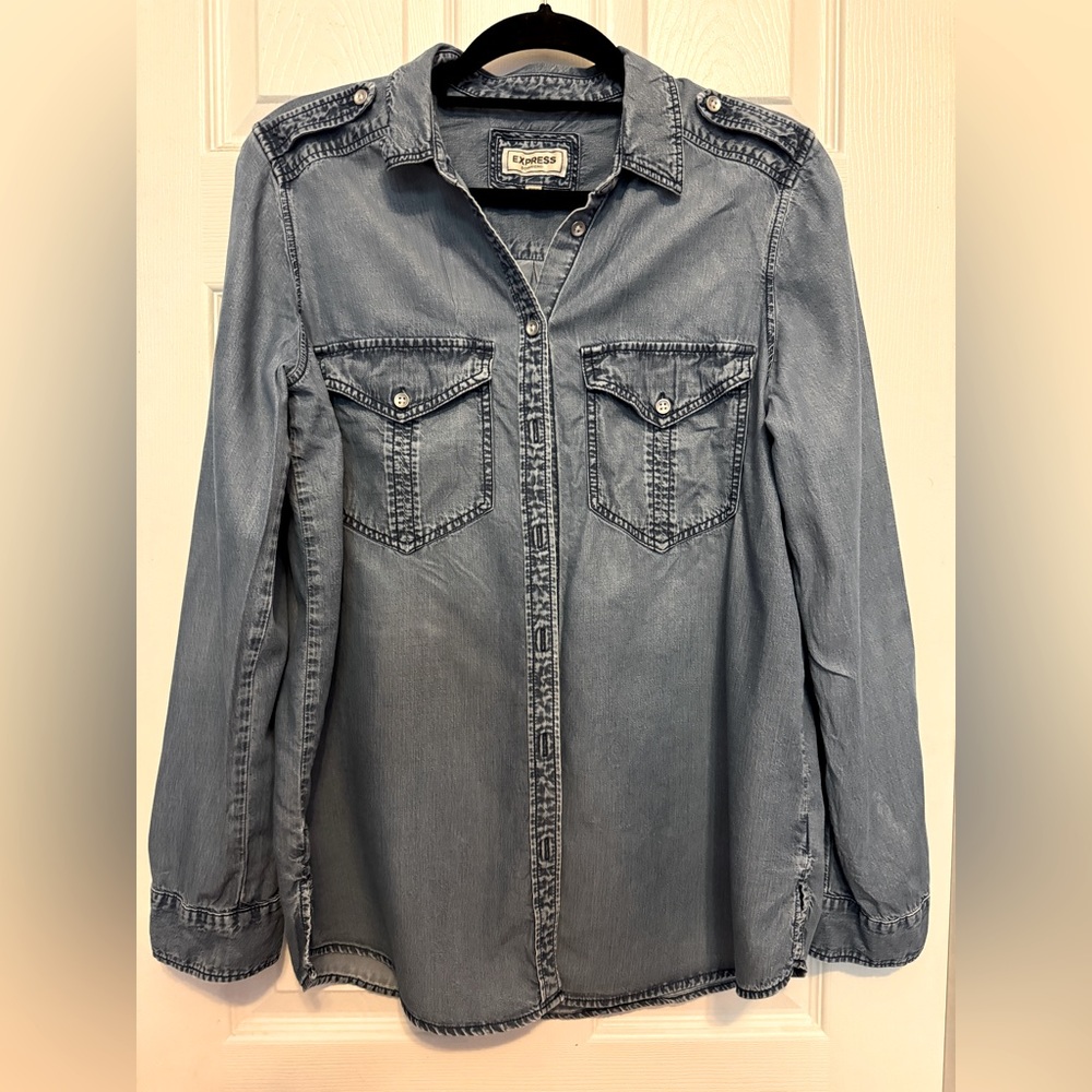 Express denim boyfriend top